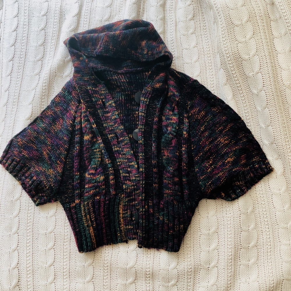 Cape hooded poncho sweater